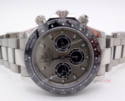 Replica Rolex Cosmograph Daytona Black Ceramic Bezel Gray Face Watch 40mm